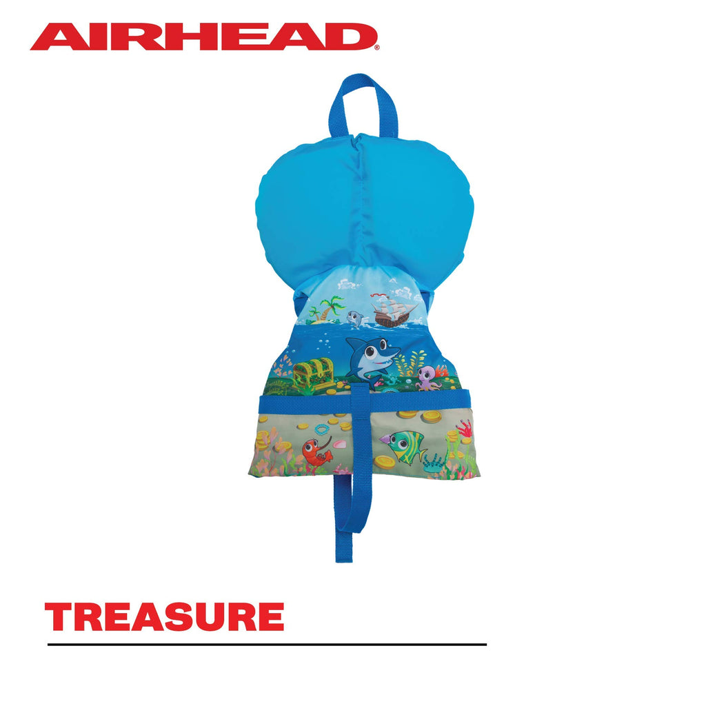 Airhead Treasure Us Coast Guard Approved, Secure Fit Type Iii Child 30-50Lbs -Type Ii Infant Under 30Lbs Life Jacket Vest, Blue