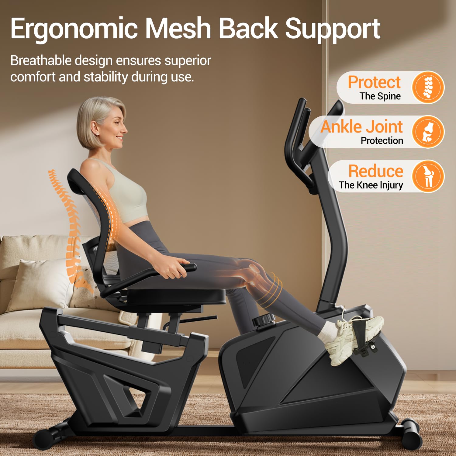 CURSOR FITNESS Recumbent Exercise Bike, Quiet Recumbent Stationary Bike for Adults & Seniors, Magnetic Stationary Bike with 16-L