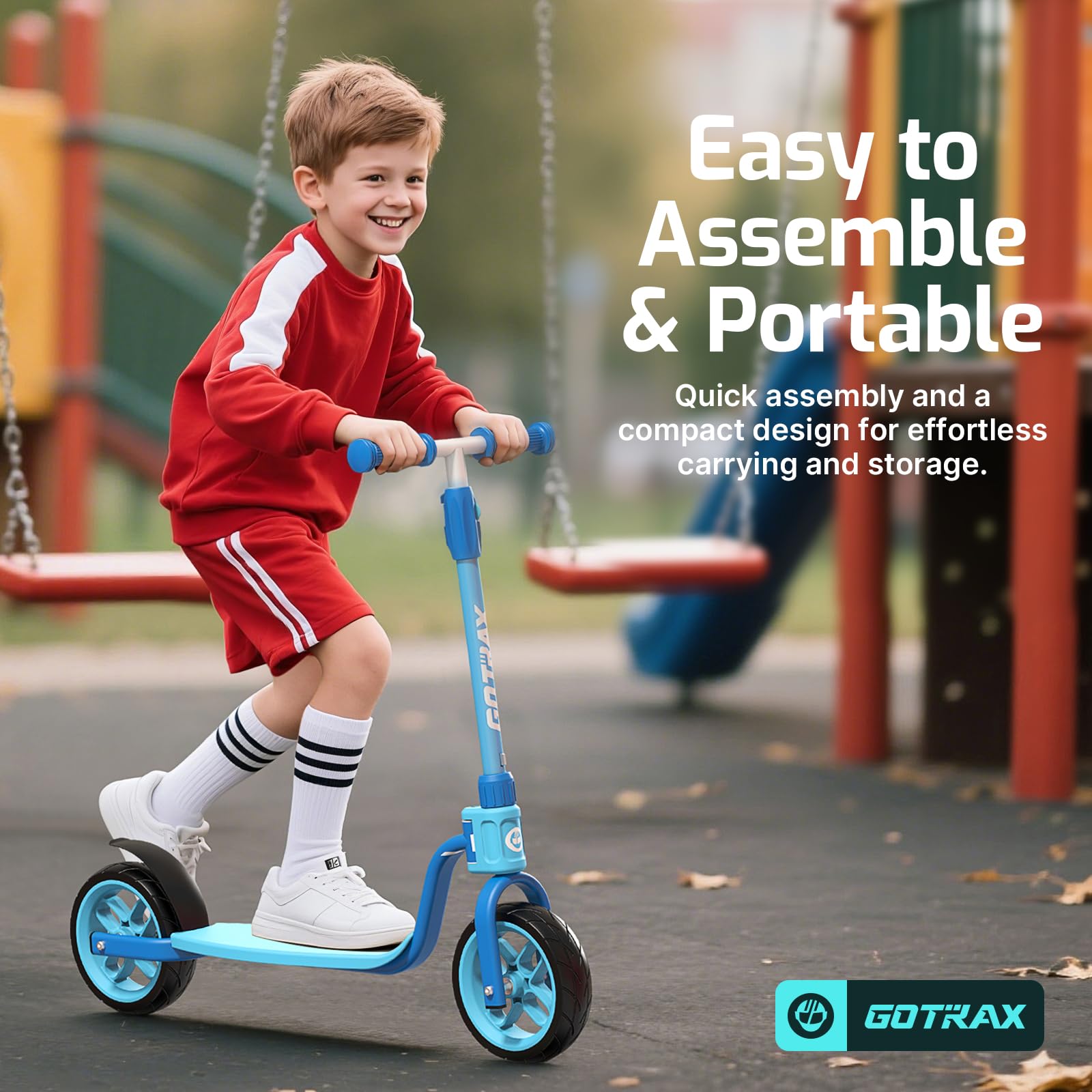 Gotrax KS8 Kick Scooter for Kids 5+, Large 8 Wheels and Height Adjustable Handlebar, Sturdy Wide Deck & Rear Brake, Detachable f