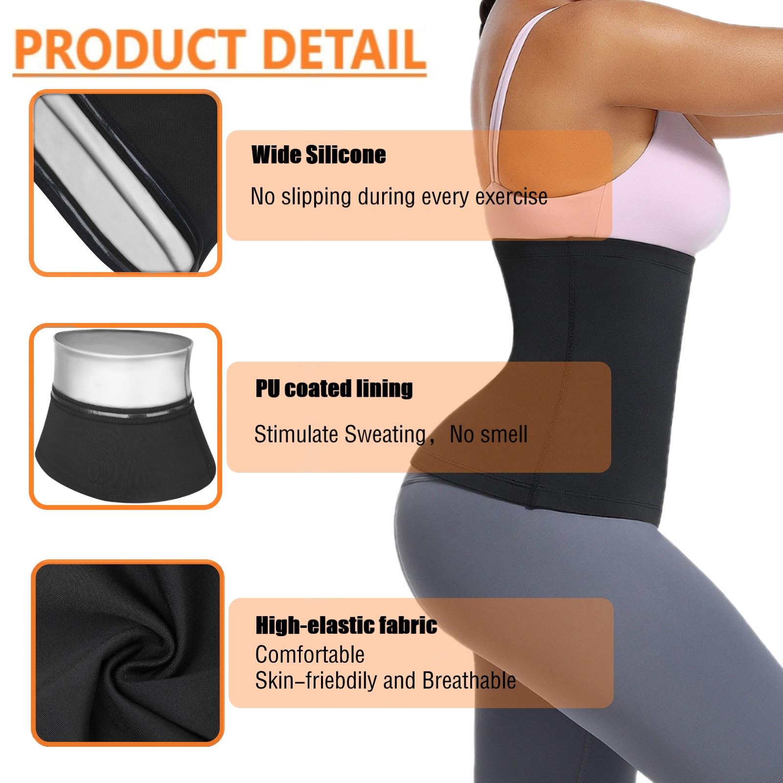 huiming Sauna Suit Waist Trimmer for Women Waist Trainer sweat band for stomach Belt Lower Belly Plus Size (Silvery, XXL/3XL)