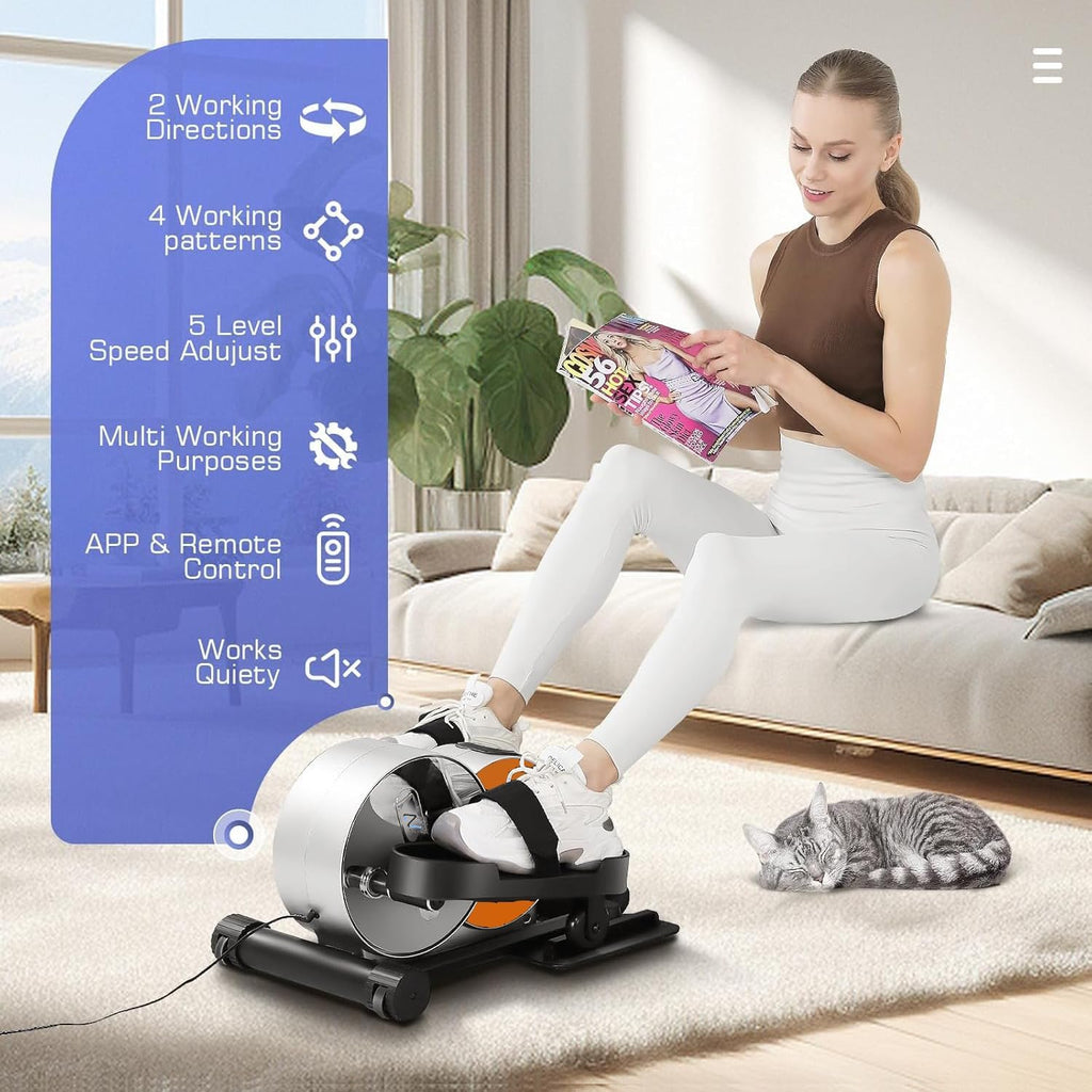 Under Desk Elliptical Portable And Quiet Leg Exerciser While Sitting For Seniors With Remote And App Control, Lcd Display, Elect