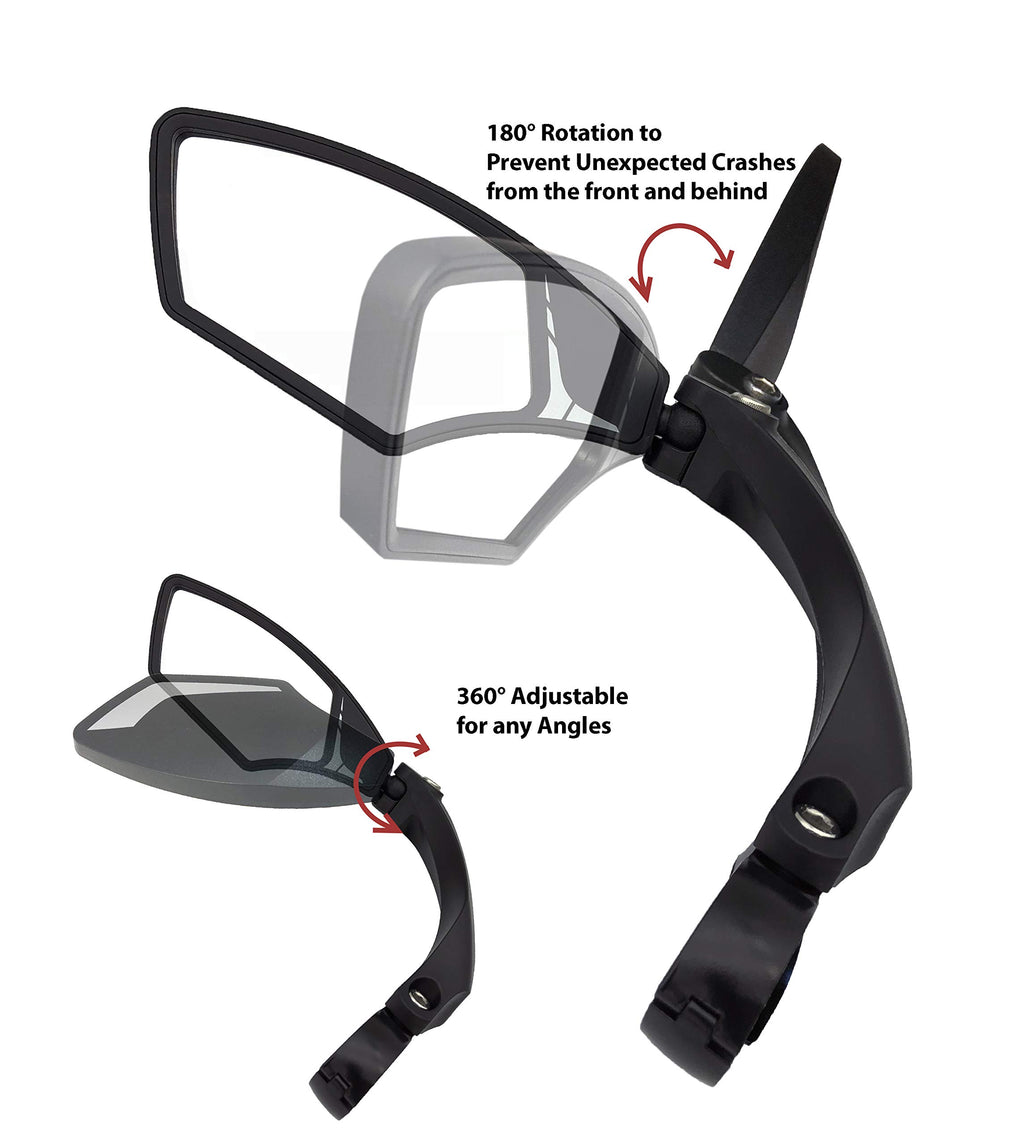 Hafny New Handlebar Bike Mirror, Hd,Blast-Resistant, E-Bike Mirror, Glass Lens, Hf-Mr095 (Silver Left)