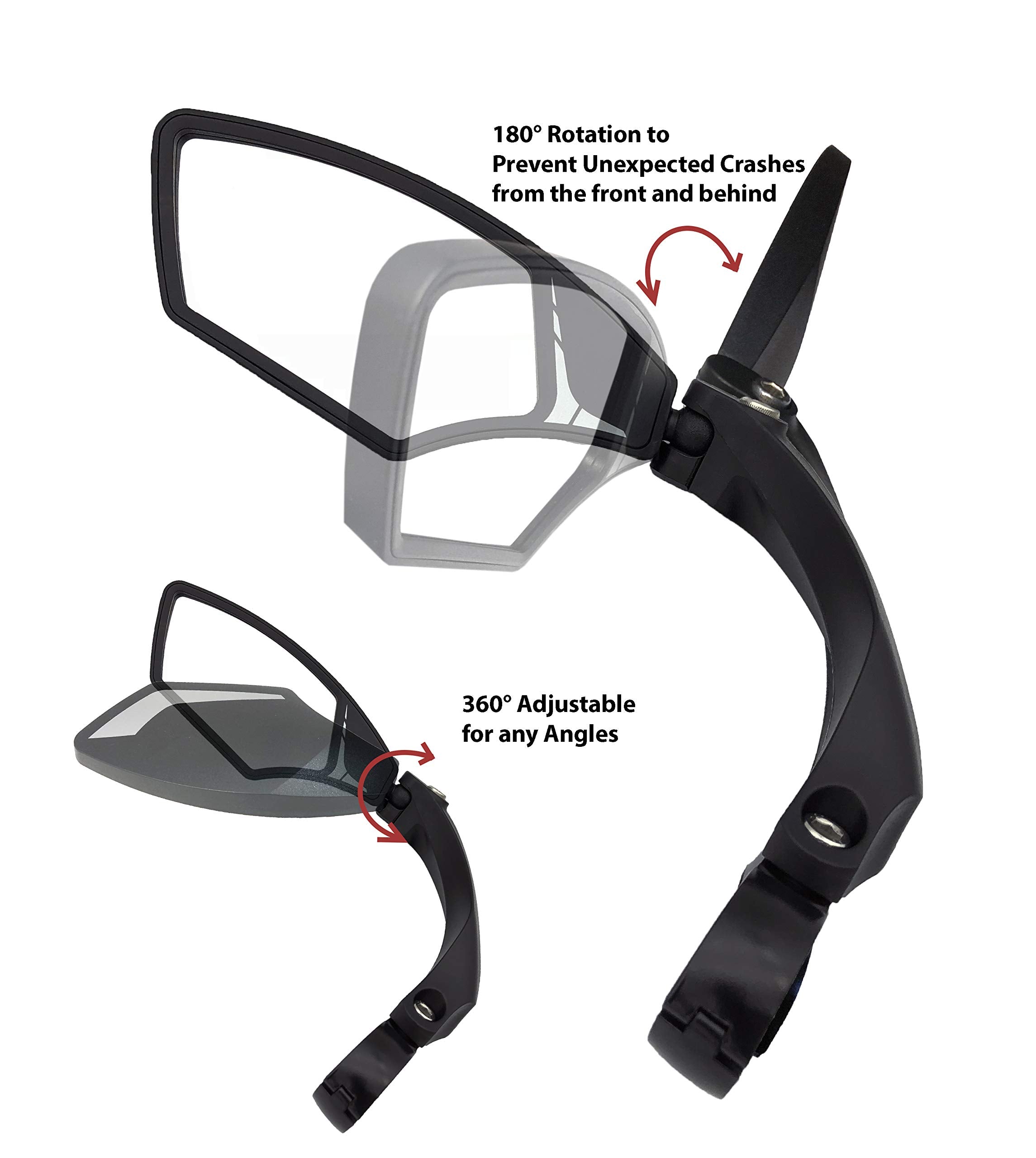 Hafny New Handlebar Bike Mirror, Hd,Blast-Resistant, E-Bike Mirror, Glass Lens, Hf-Mr095 (Silver Left)