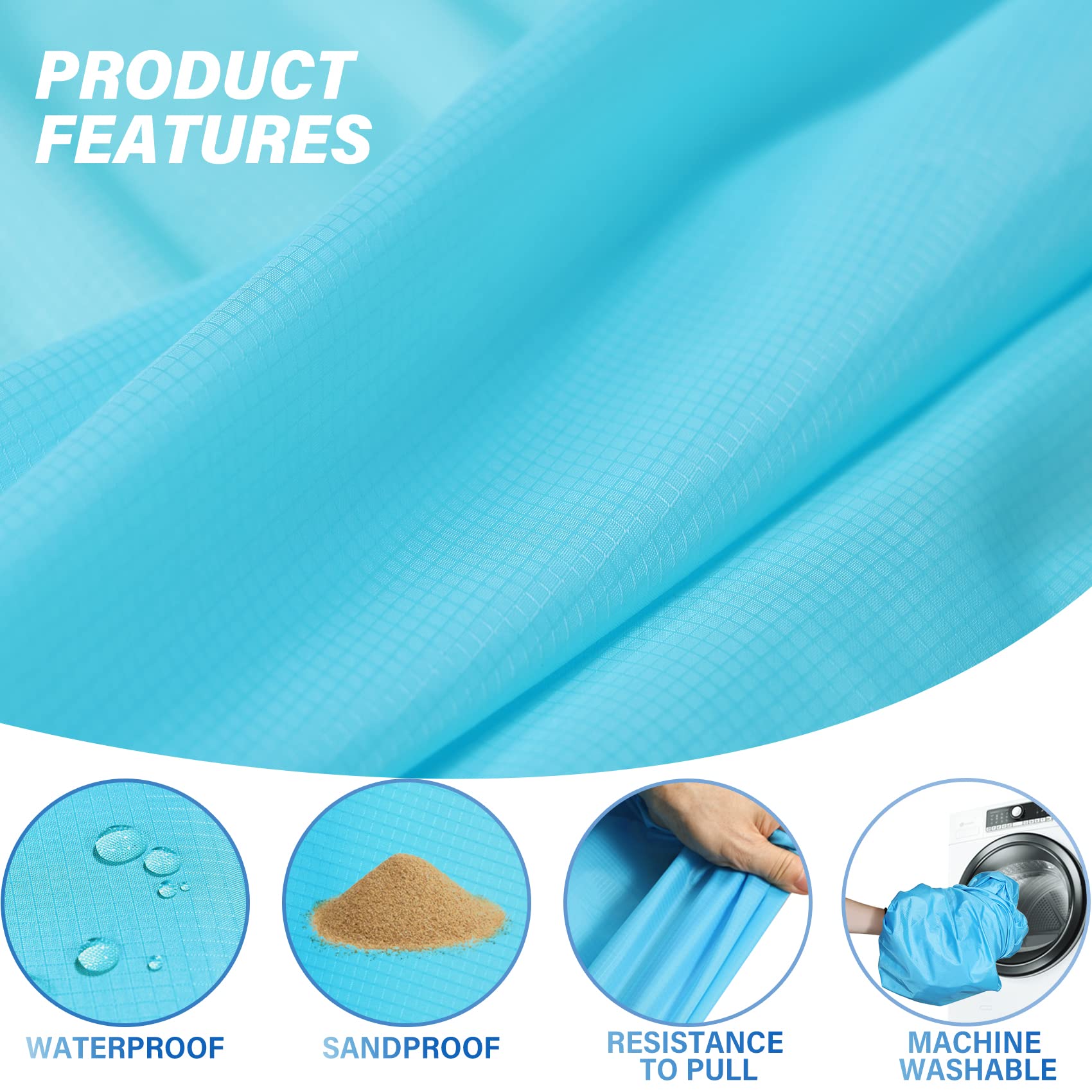 Famstar Beach Blanket Oversized Extra Large 78 X 81Waterproof Sandproof Beach Blanket 1-7 Adults Lightweight Durable For Travel
