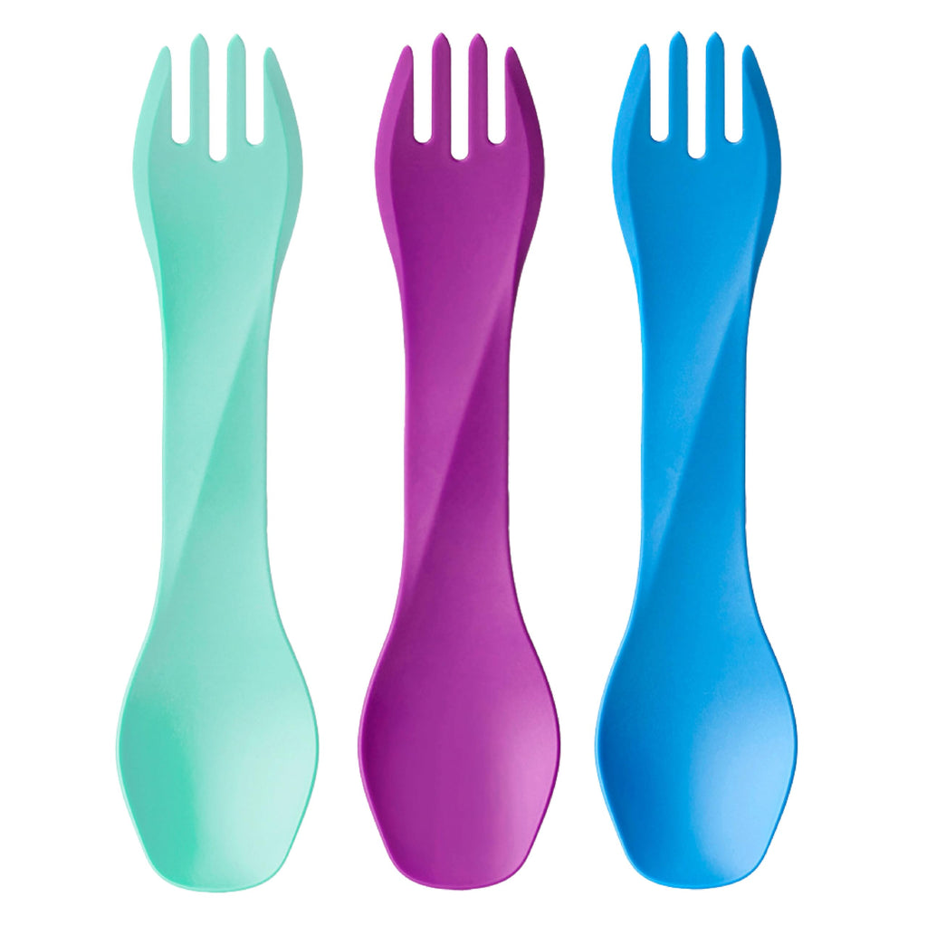 Humangear Gobites Uno 3-Pack  Travel & Camping Utensils  Portable & Convertible Dining Ware  Multi-Functional Spork  Mint/Magent