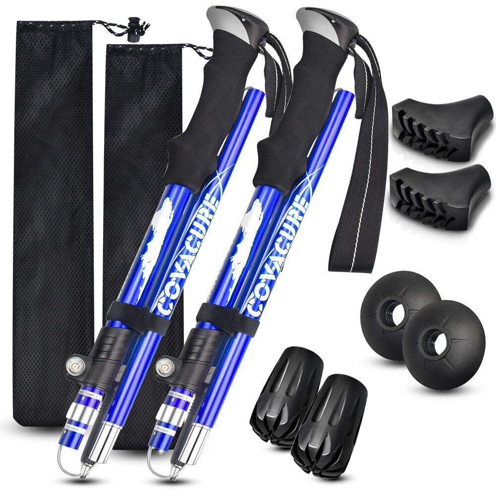 Covacure Trekking Poles Collapsible Hiking - Aluminum Alloy 7075 Sticks With Quick Lock System, Telescopic, Collapsible, Ultrali