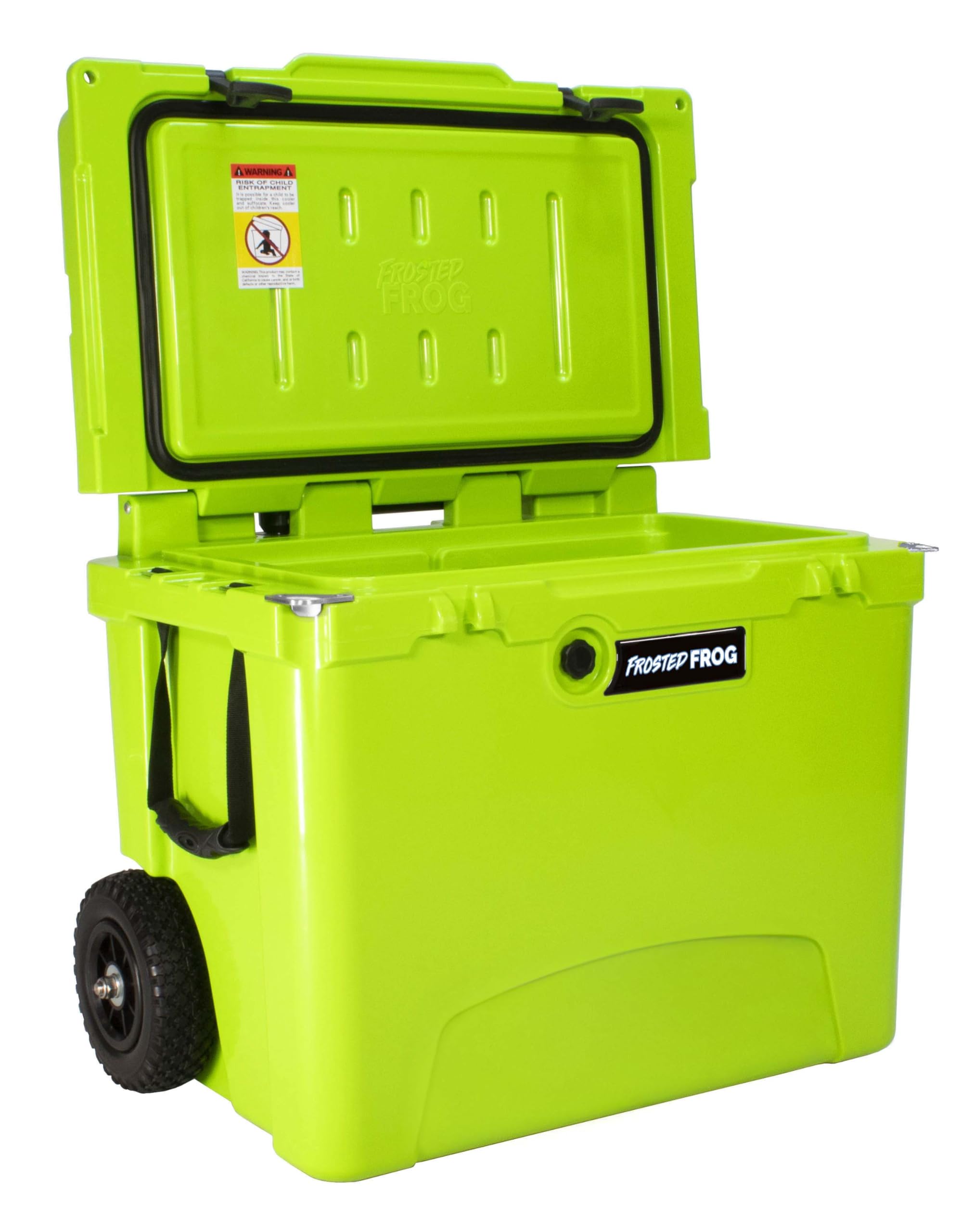 Frosted Frog Original Green 60 Quart Ice Chest Heavy Duty High Performance Roto-Molded Commercial Grade Insulated Cooler With Te
