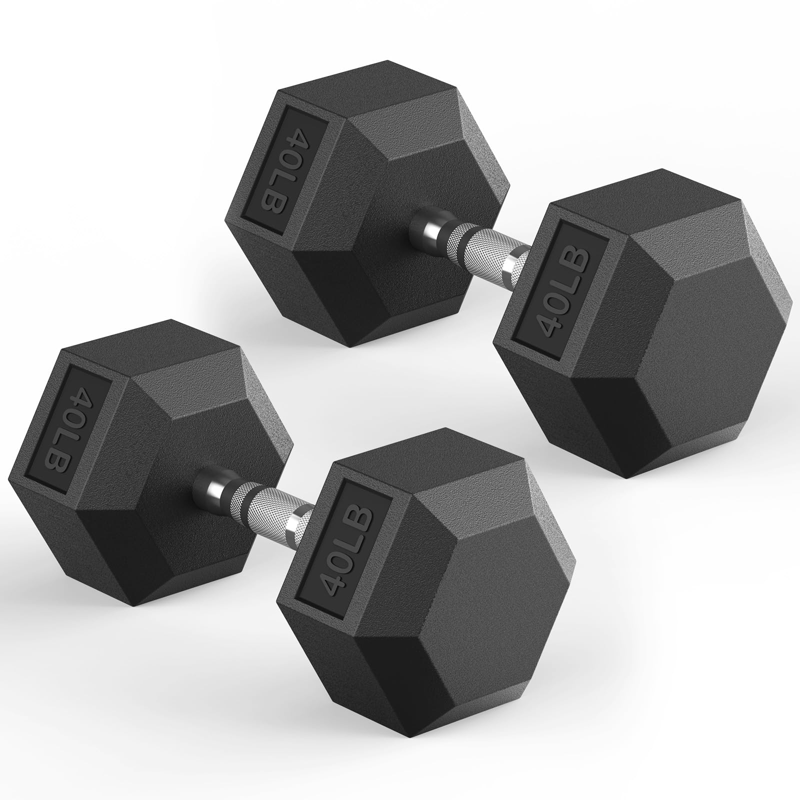 Hex Dumbbells Rubber Encased Strength Training Hand Weights for Home Gym Workout, Exercise & Fitness/Pair of 40LB