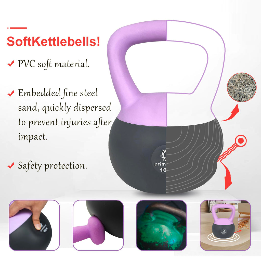 Primasole Soft Kettlebell Shook Resistance base. Anti Slip hand Kettlebell weights for Home workout anti-impact Kettlebells dumb