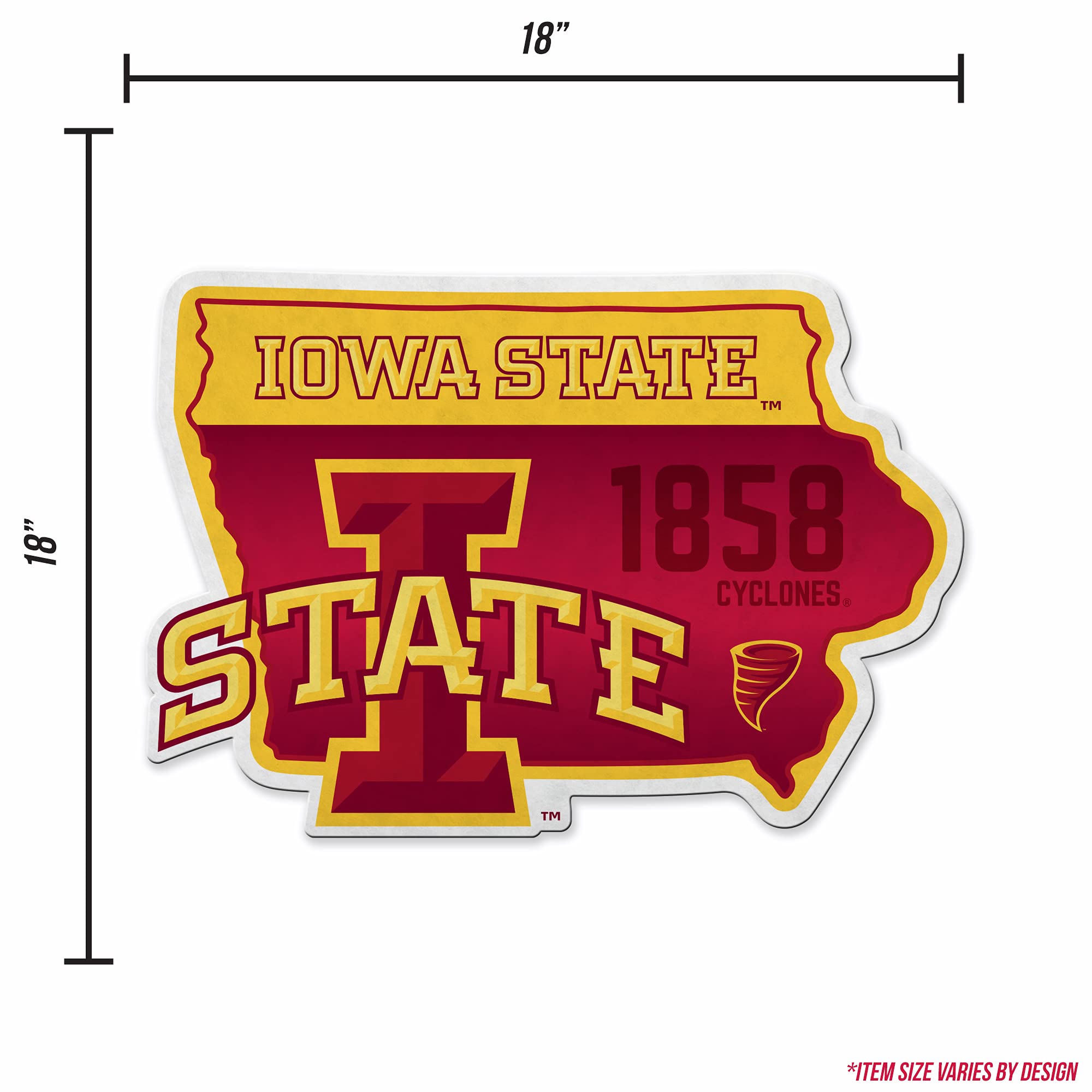 Rico Industries Ncaa Iowas State Cyclones State Shape Shape Cut Pennant - Home And Living Room D  Cor - Soft Felt Ez To Hang