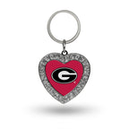 Rico Industries Ncaa Georgia Bulldogs Metal Rhinestone Heart Keychain , 1.38 X 3''
