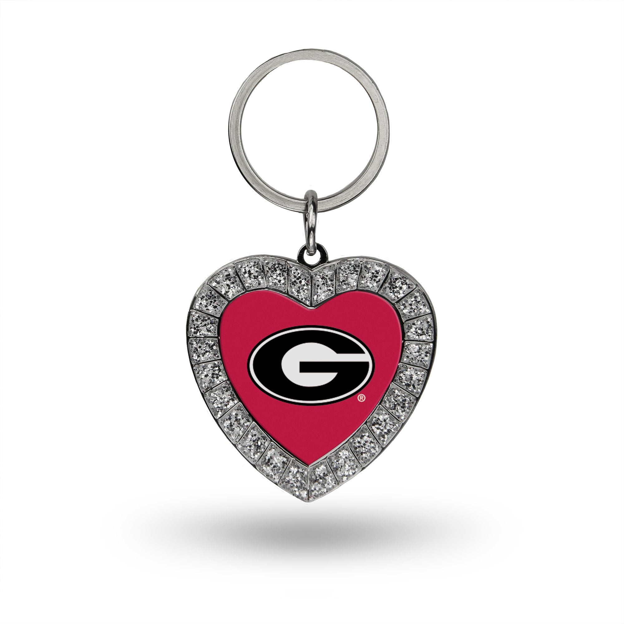 Rico Industries Ncaa Georgia Bulldogs Metal Rhinestone Heart Keychain , 1.38 X 3''