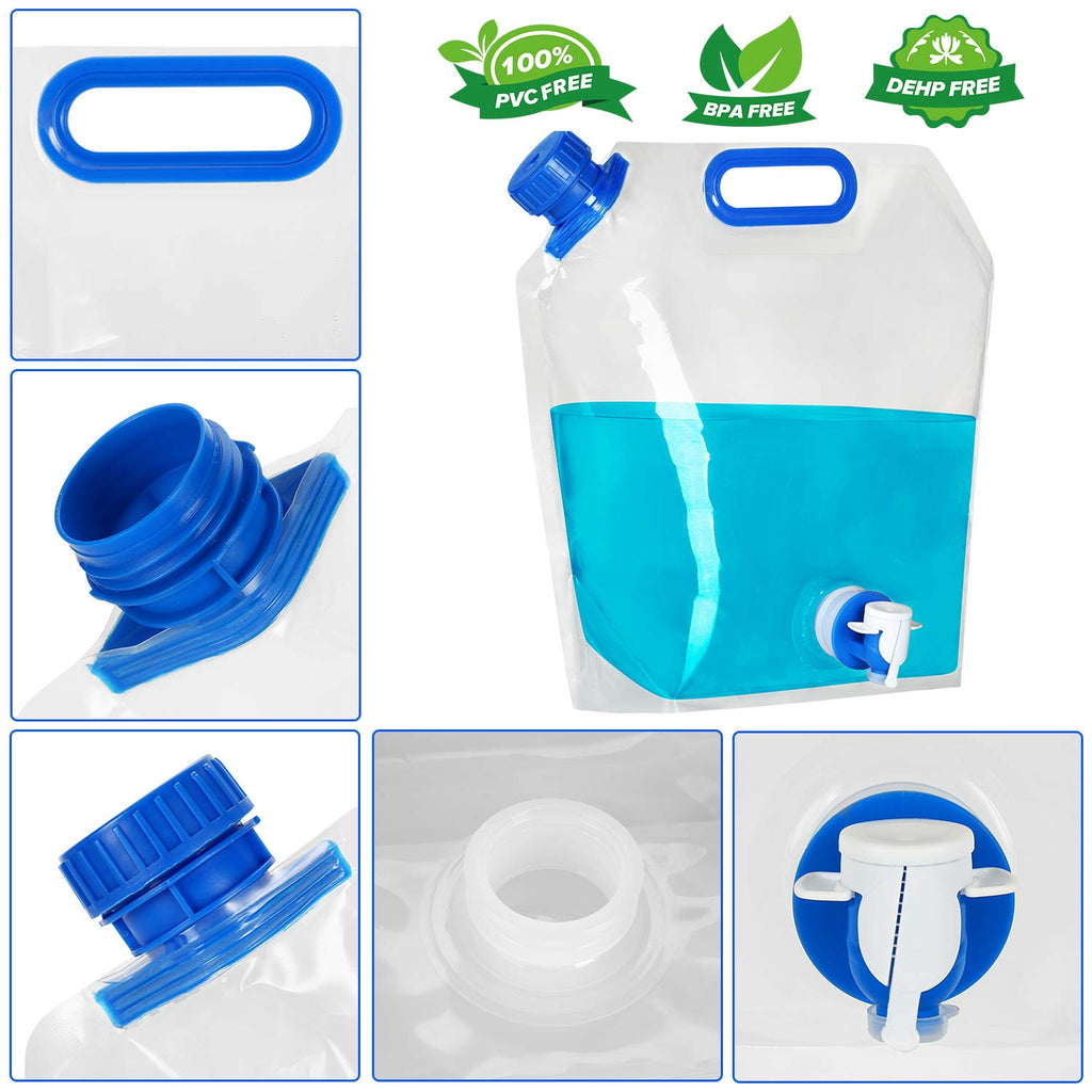 Uyghhk Collapsible Water Container, 1.3Gal Bpa Free Food Grade Clear Plastic Water Jug With Spout For Sport Camping Riding Hikin