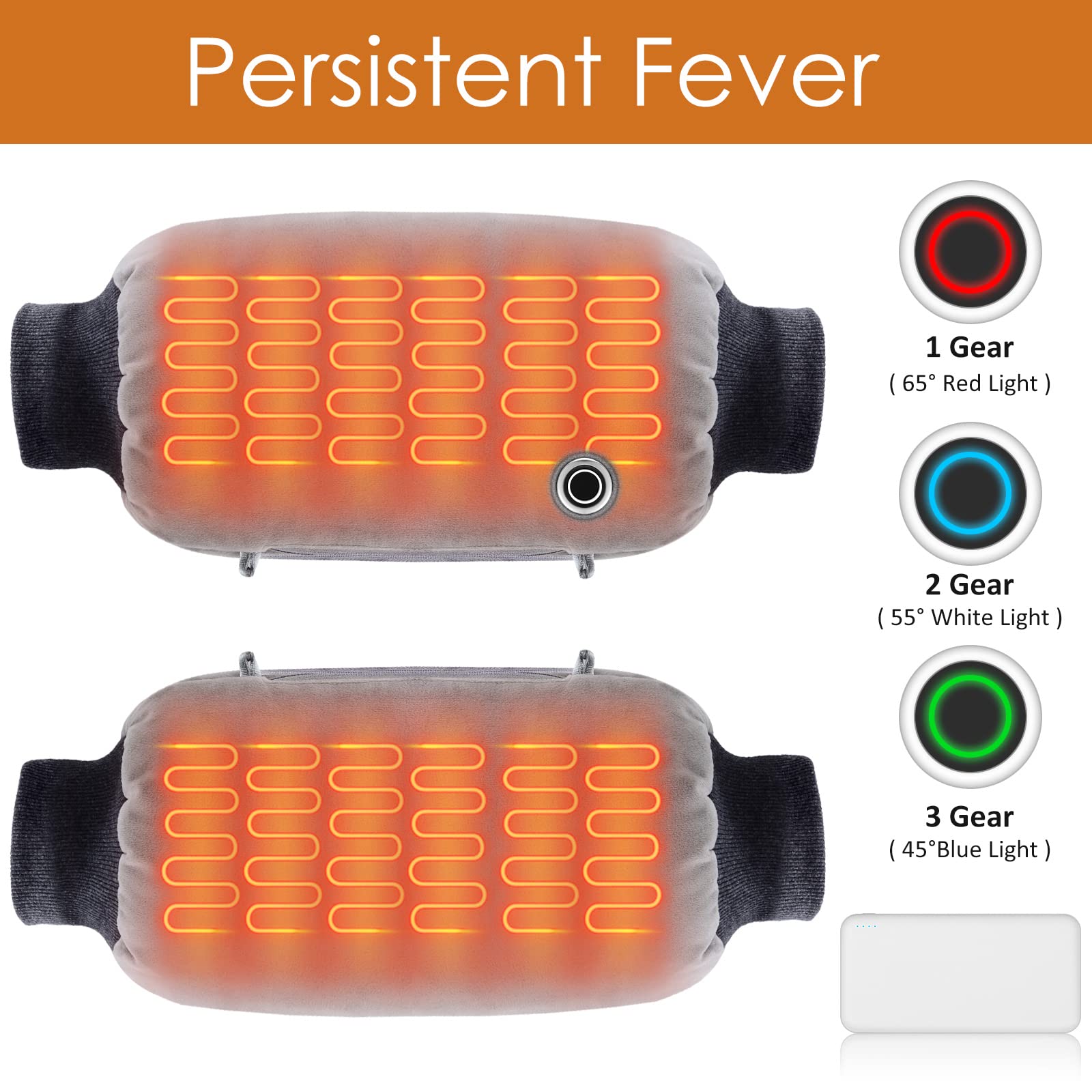 Rechargeable Hand Warmers, Portable Graphene Heated Gloves Handwarmers Bag With 10000Mah Power Bank&3 Heat Modes, Fast Electric