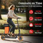 Qlaway Electric Scooter for Adults - 2-in-1 Seat Box, 8.5 Solid Tire, Powerful 350W Motor, Top Speed 19 MPH, Max 16 Miles Ranges