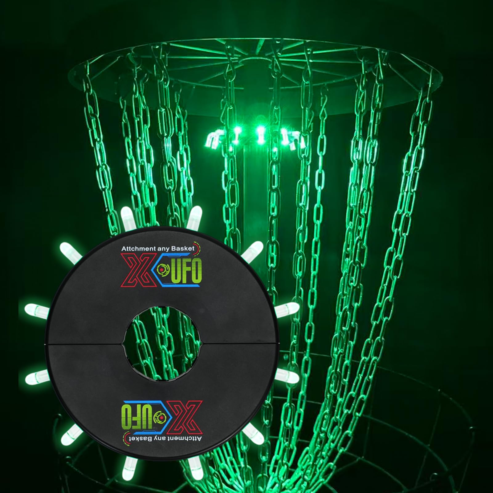 X-UFO Disc Golf Basket Frame Sensor Light and Automatic Color Change, Compatible with 40MM Disc Golf Basket Frames