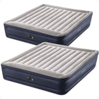 Intex 2 Pack Dura Beam Plus Deluxe Airbed, Inflatable Blow Up Portable Air Mattress With Built-In Internal Air Pump, King-Sized