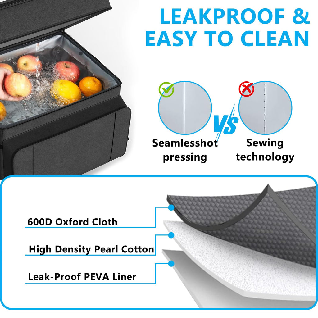Cooler With Wheels And Handle, 50 Can Rolling Cooler, Portable Collapsible Soft Cooler With Wheels, Leakproof Insulated Wheeledc