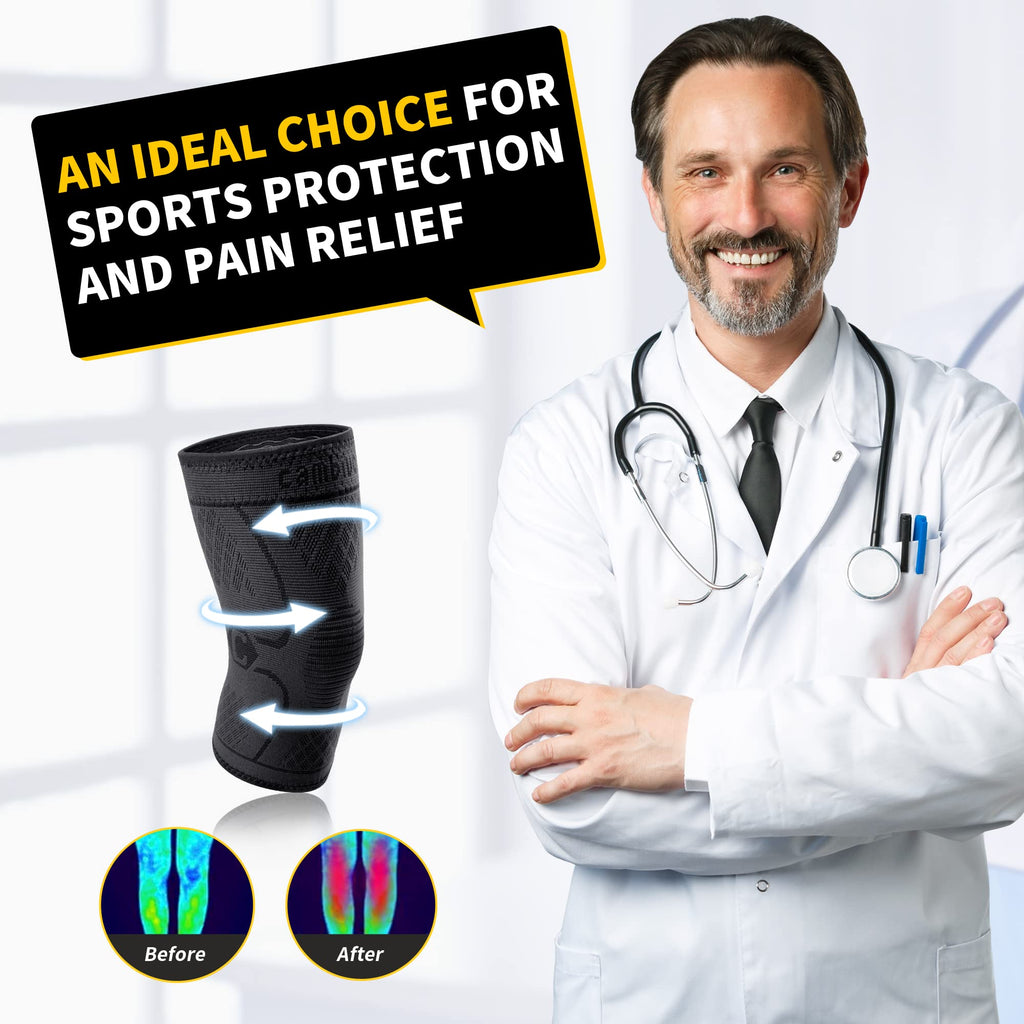 Cambivo 2 Pack Knee Brace, Knee Compression Sleeve Support For Men And Women, Knee Pads For Running, Hiking, Meniscus Tear, Arth