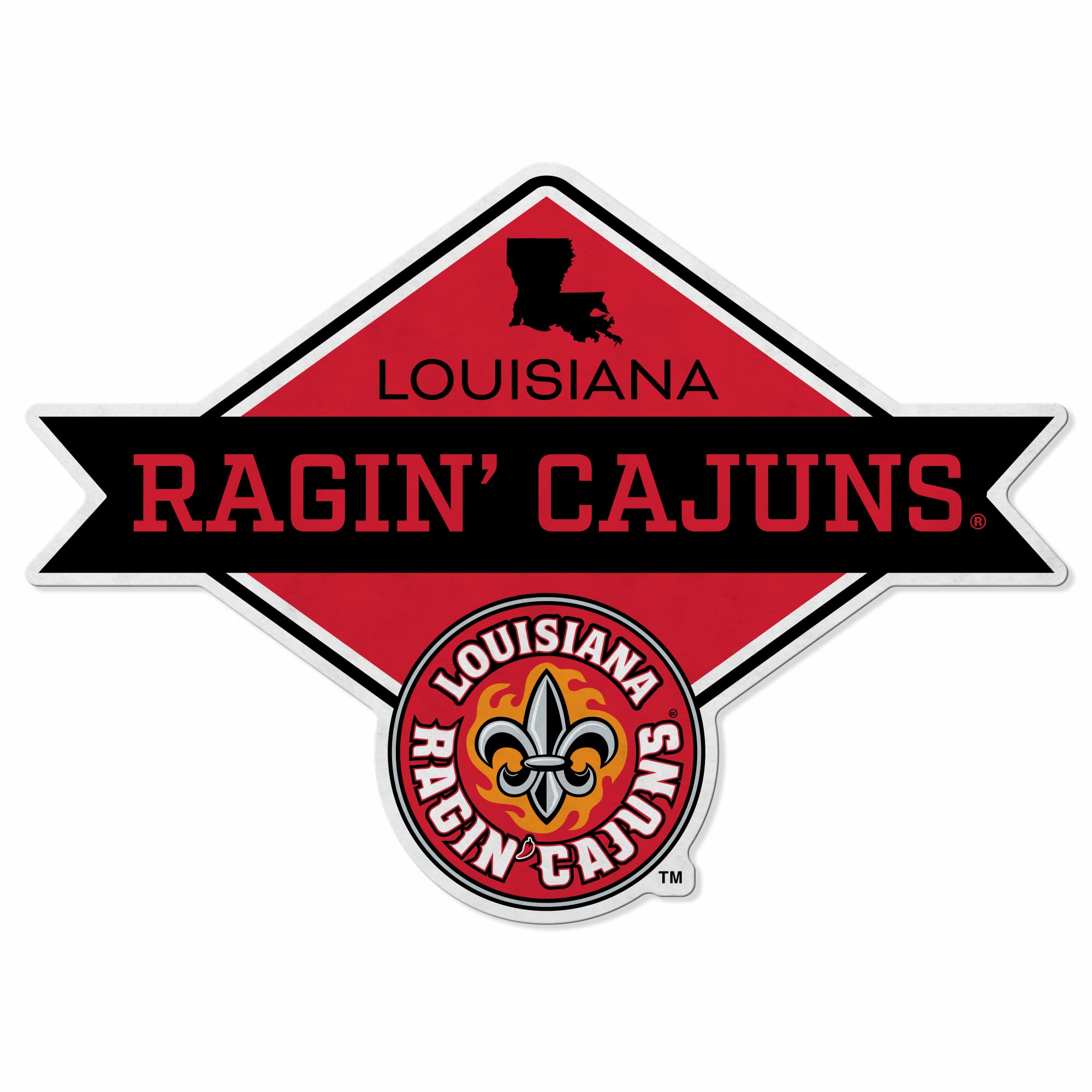 Rico Industries Ncaa Louisiana-Lafayette Ragin Cajuns Diamond Shape Cut Pennant - Home And Living Room D  Cor - Soft Felt Ez To
