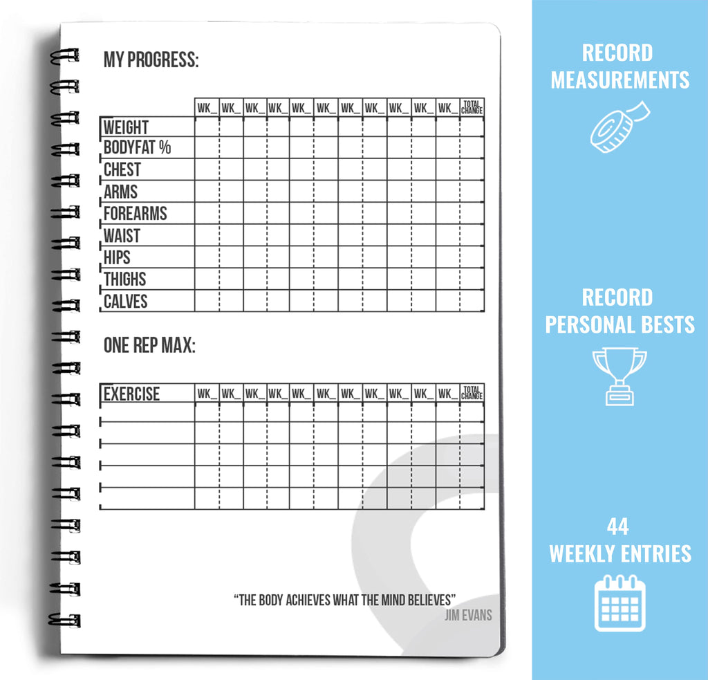 Workout Planner For Daily Fitness Tracking & Goals Setting (A5 Size, 6A X 8A, Azure Blue), Men & Women Personal Home & Gym Train