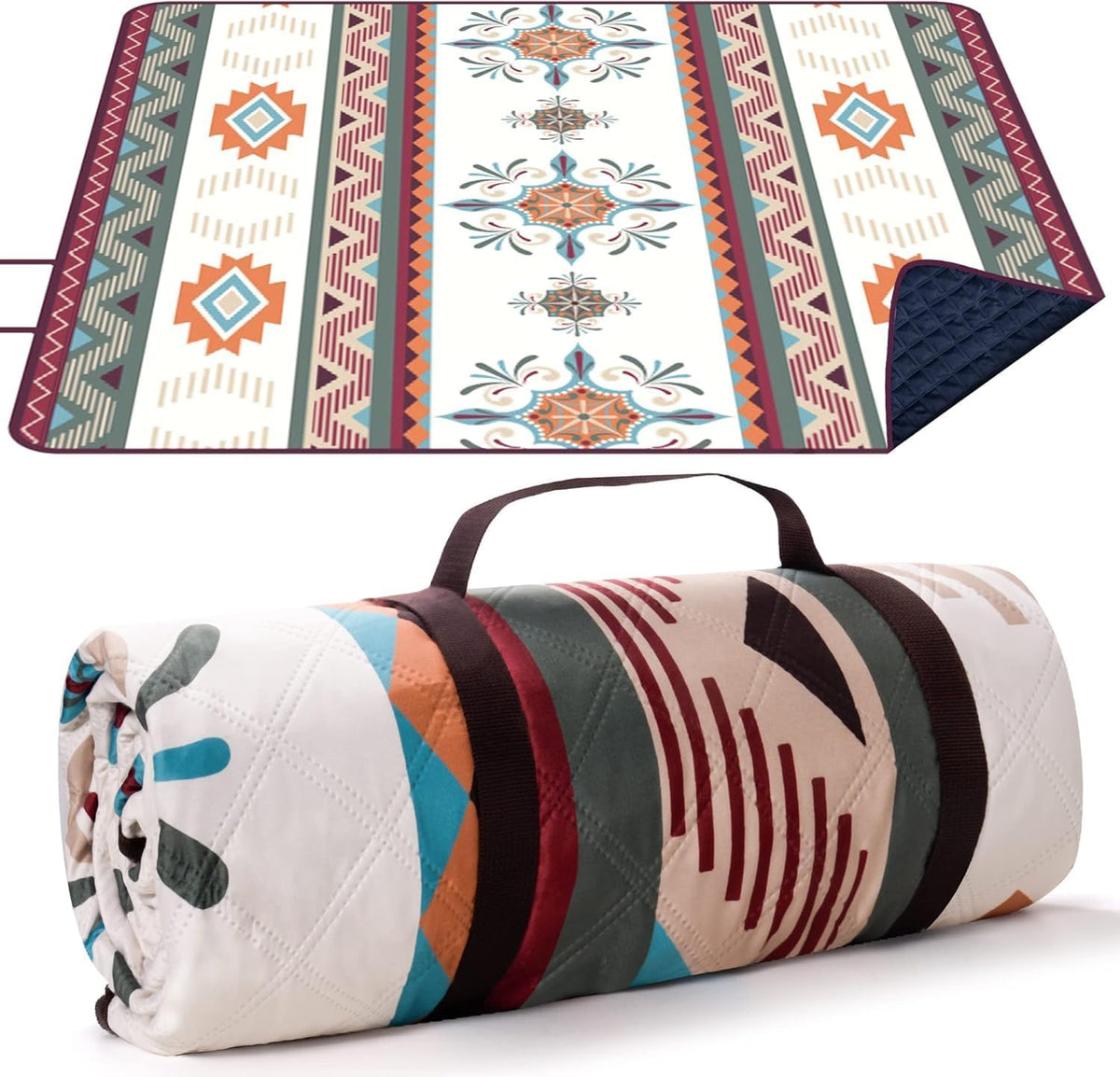 Clevertin Nest Waterproof Picnic Blanket, 200X200Cm Large Beach Blanket Outdoor Picnic Mat, Beach Mat With Carrying Handle Sandp