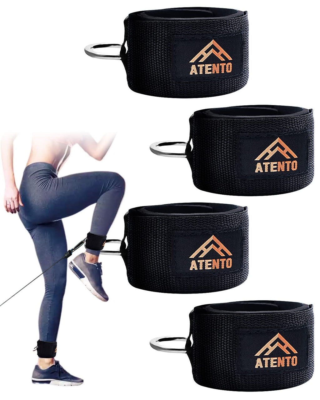 Atento 2 Pairs Ankle Strap For Cable Machine, Comfortable Padded Ankle Wrist Cuffs For Kickbacks, Glutes Workout & Lower Body Ex
