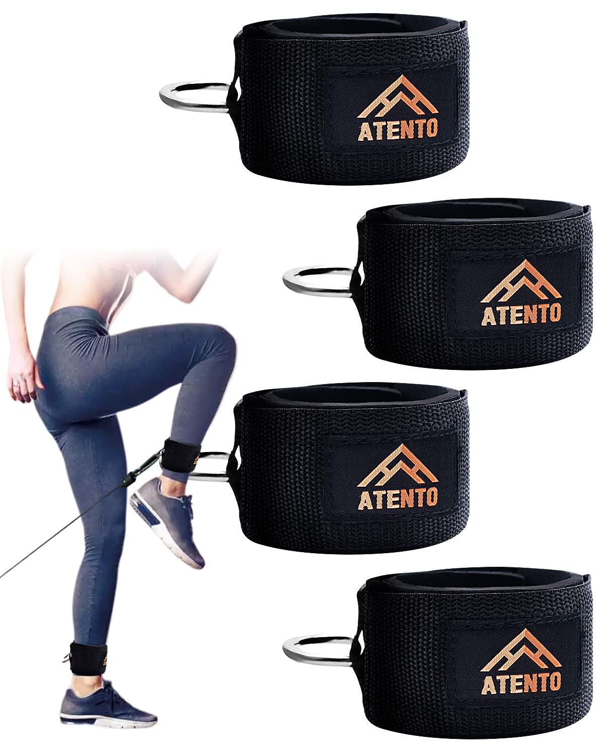 Atento 2 Pairs Ankle Strap For Cable Machine, Comfortable Padded Ankle Wrist Cuffs For Kickbacks, Glutes Workout & Lower Body Ex