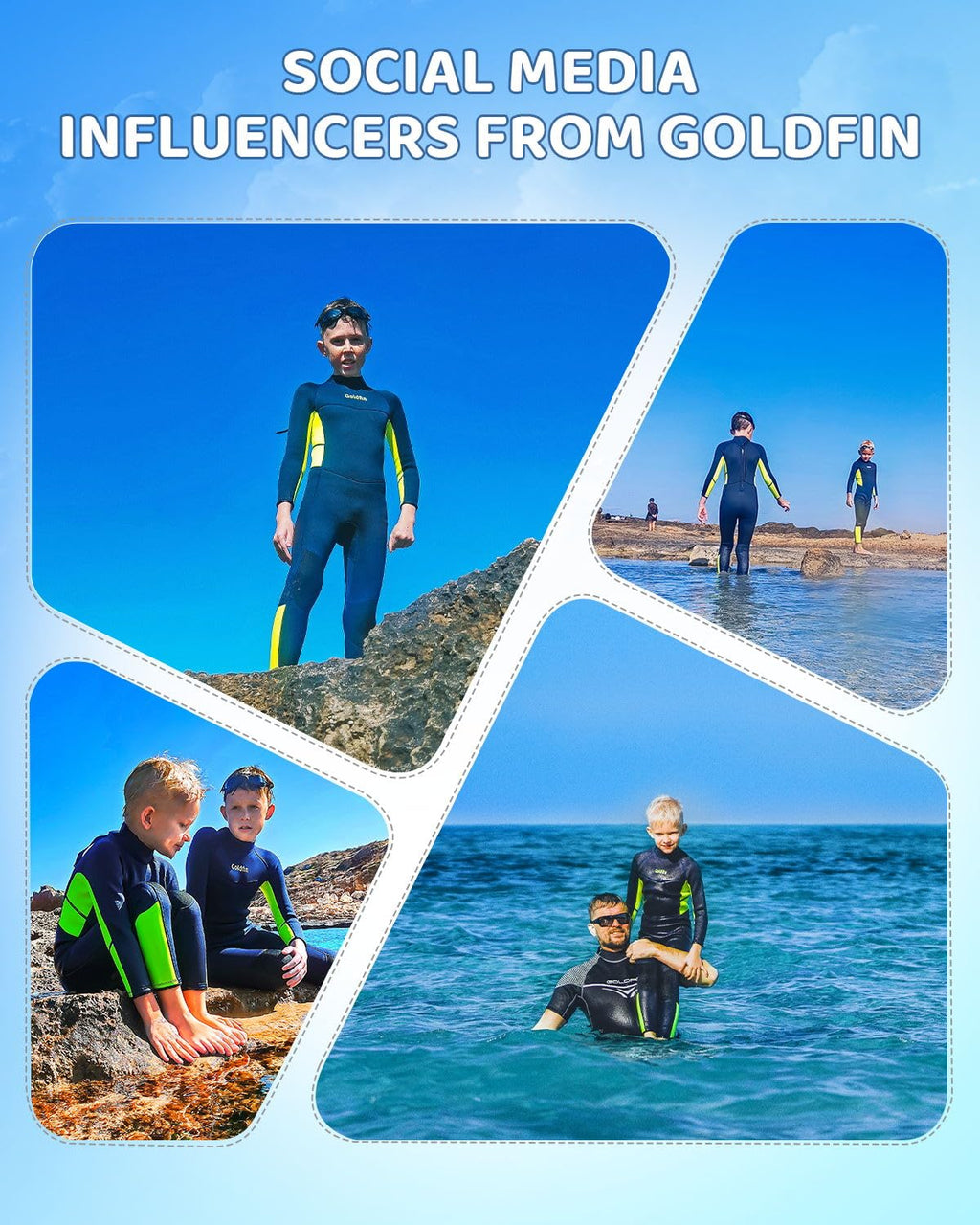 Goldfin Kids Wetsuit For Boys Girls, 3Mm Neoprene Fullsuit For Toddler Back Zip Youth Water Aerobics Diving Boating Snorkeling S