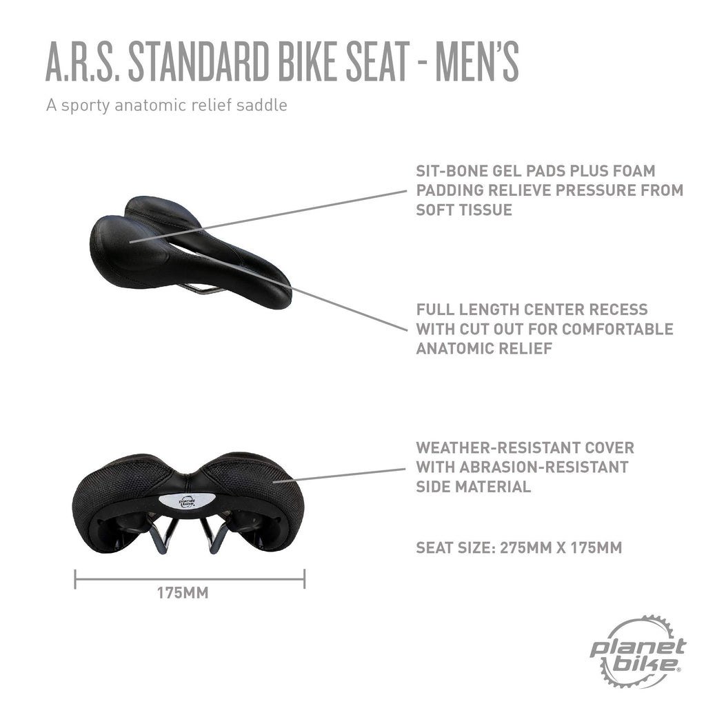 Planet Bike A.R.S. Standard Bike Seat - Men'S, Black/Silver