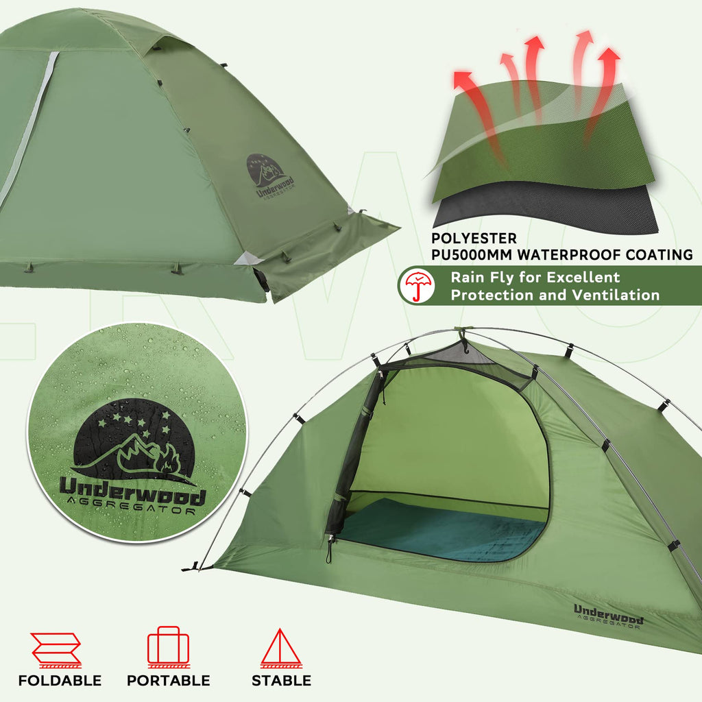 2-Person Backpacking Tent For 4-Season - Winter Waterproof Tent For One Person, Lightweight Camping Gear For Backpacking, Easy S