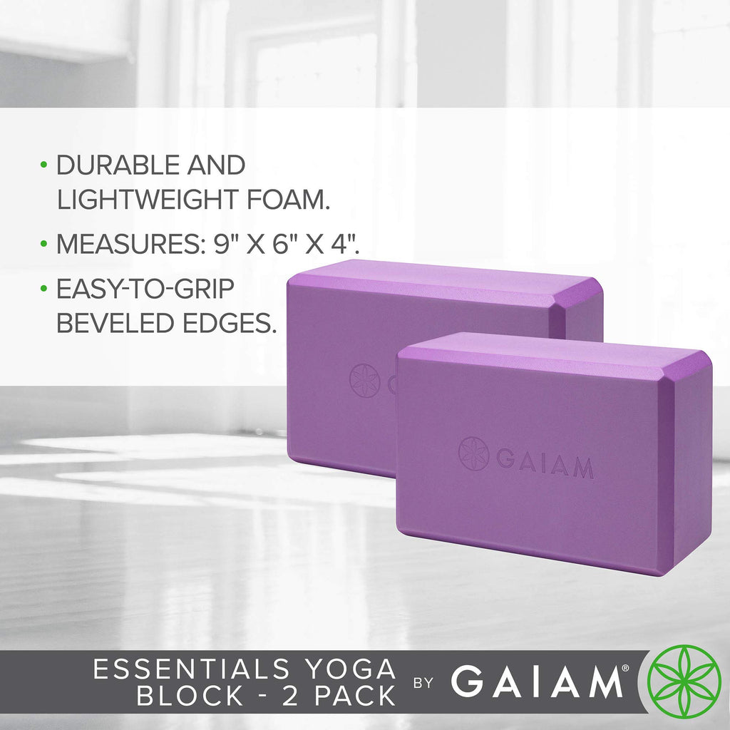Gaiam Essentials Yoga Block (Set Of 2) - Supportive Latex-Free Eva Foam Soft Non-Slip Surface For Yoga, Pilates, Meditation, Dee