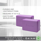 Gaiam Essentials Yoga Block (Set Of 2) - Supportive Latex-Free Eva Foam Soft Non-Slip Surface For Yoga, Pilates, Meditation, Dee