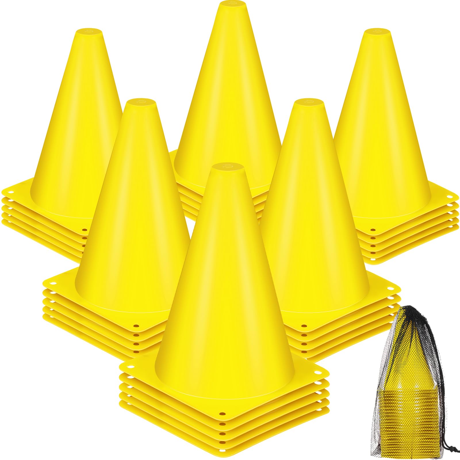 Syhood 30 Pack 7 Inch Plastic Traffic Cones Sports Training Agility Marker Mini Cones for Soccer, Skating, Football, Basketball,
