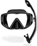 Cressi Pano 3 & Supernova Dry Mask & Snorkel Kits, Black/Black