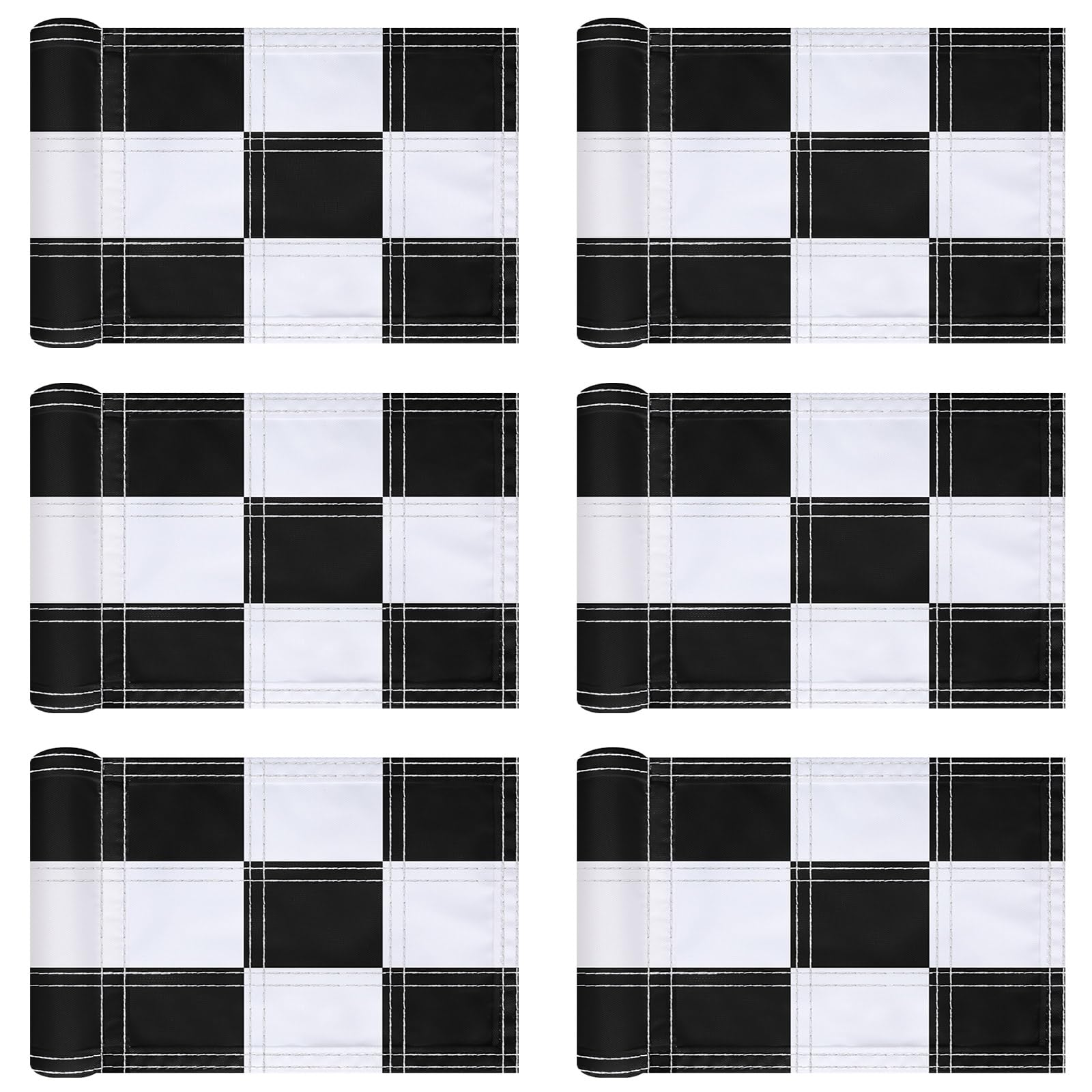 Fanfanwin 6 Pack Checkered Golf Flags 8 x 6 inch Portable 420D Nylon Training Target Flag with Tube Inserted Mini Practice Putti