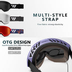 Wiston Ski Goggles - Otg Snow/Snowboard Goggles For Men, Women & Youth - 100% Uv Protection (Purple Frame/Rose Lens)