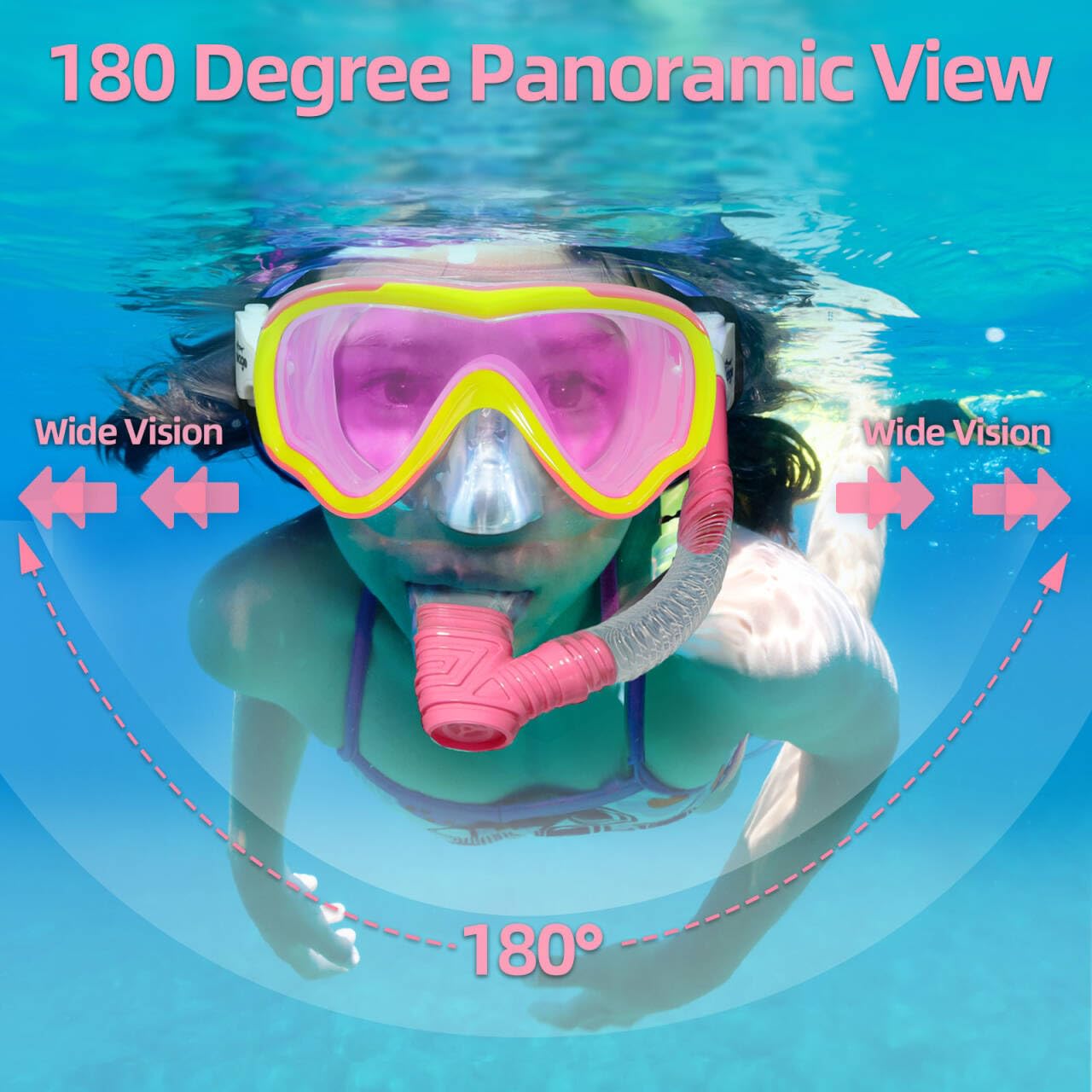 Seago Kids Swim Mask Swimming Goggles for Boys Girls Youth Toddlers 5-15, Anti-Fog No Leak 180 Clear Goggles Kids Pool Underwate