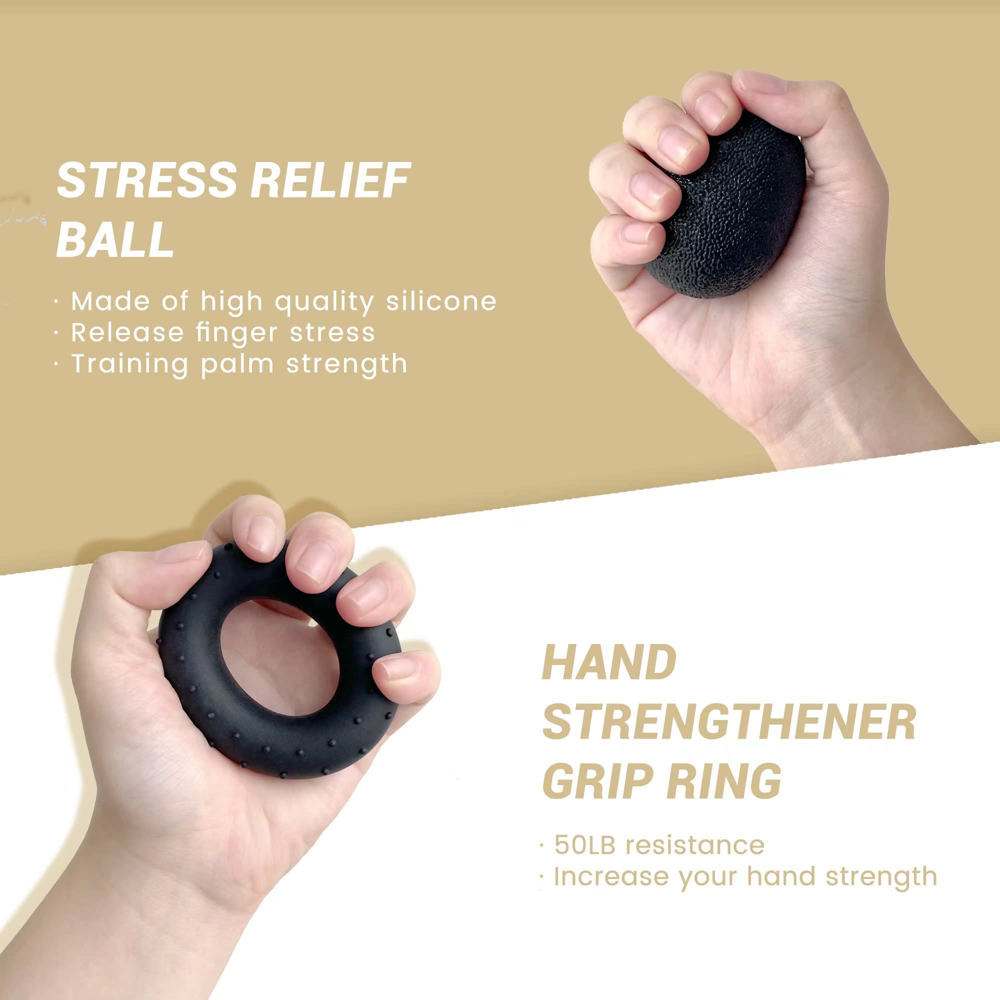 Flyfe Grip Strength Trainer Kit (5 Pack), Forearm Strengthener, Hand Squeezer Adjustable Resistance, Finger Stretcher, Grip Ring