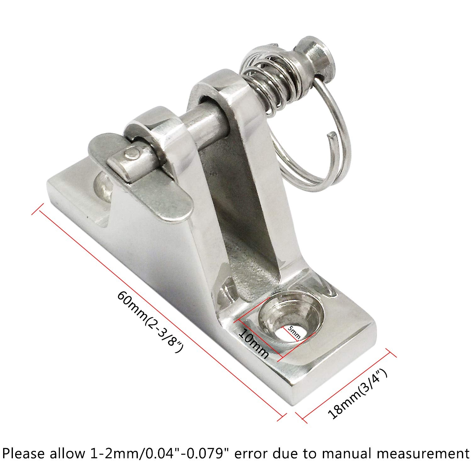Heavy Duty 316Ss 2 Pack Bimini Top 90 Degree Deck Hinge With Removable Pin