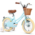 Glerc Little Molly 14 Inch Kids Bike, Retro Cruiser Girls Bike for Children Ages 3-5 Years Old, Kids Bicycle with Wicker Basket 