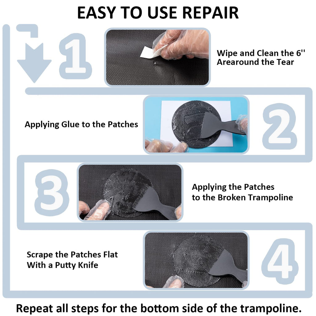 Ifeolo Trampoline Patch Repair Kit 4 Inch Circle On Patches  Repair Trampoline Mat Tear Or Hole In A Trampoline Mat - Pack Of 2
