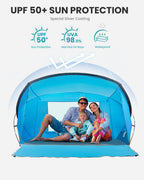 Outdoormaster Beach Tent For 3-4 Person - Easy Setup And Portable Beach Shade Sun Shelter Canopy With Upf 50+ Uv Protection Remo