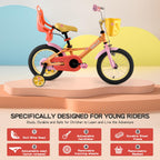 Rully Toddler Bike For 2 3 4 Years Children, 12 Inch Cycle With Training Wheels, Doll Seat, Basket, Handbrake For Girls & Boys,