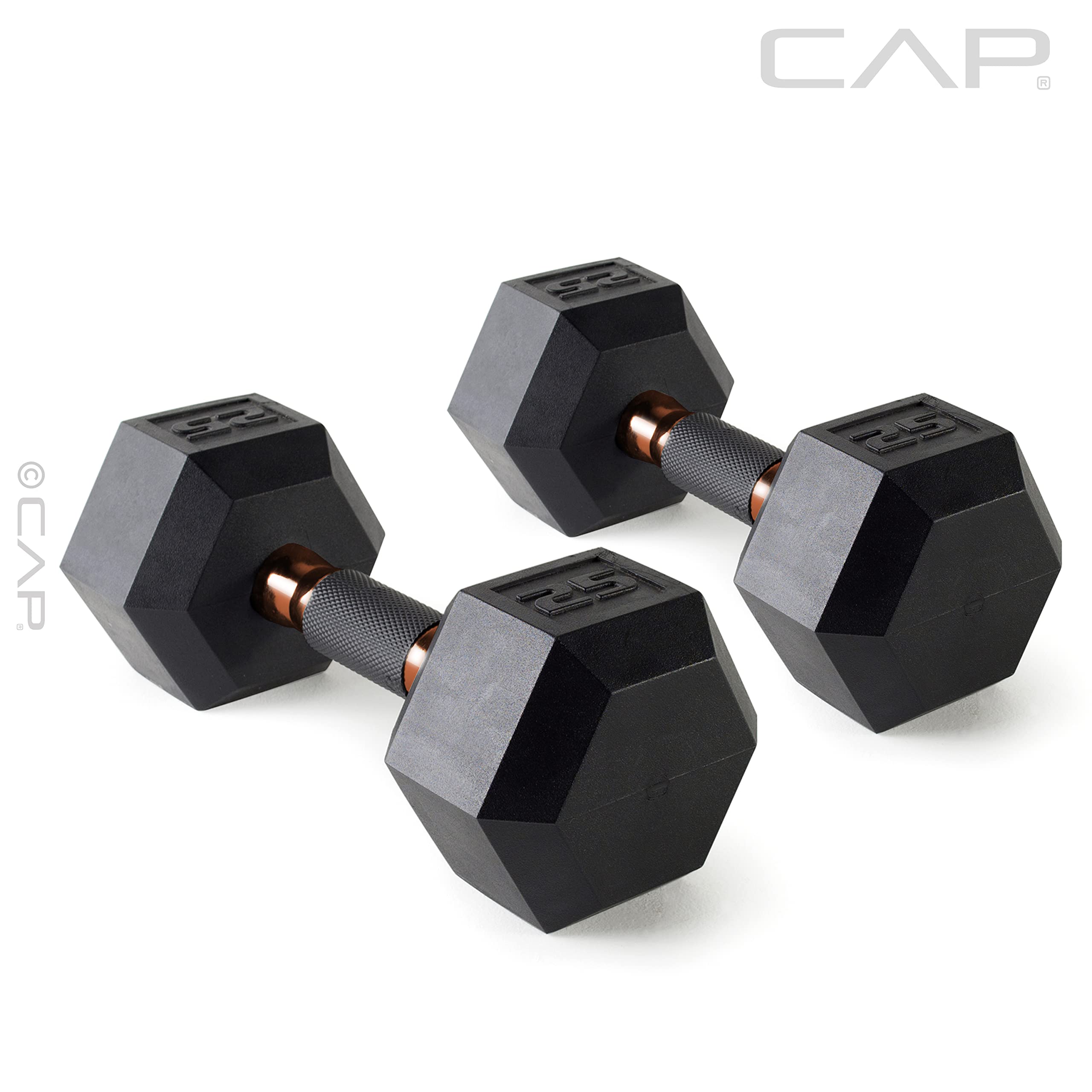 Cap Barbell 50 Lbs Coated Dumbbell Set With Copper Handles, 25Lbx2