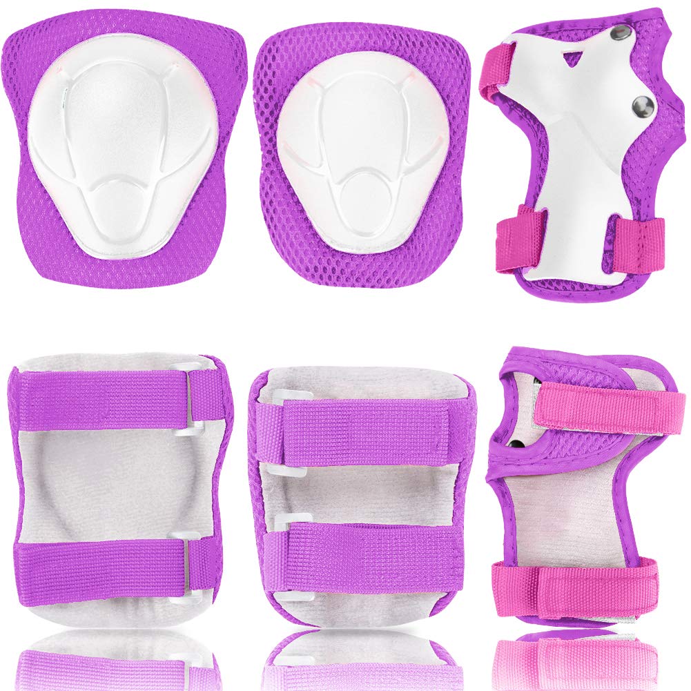 Kamugo Kids Adjustable Helmet, With Sports Protective Gear Set Knee Elbow Wrist Pads For Toddler Age 3-8 Boys Girls, Bike Skateb