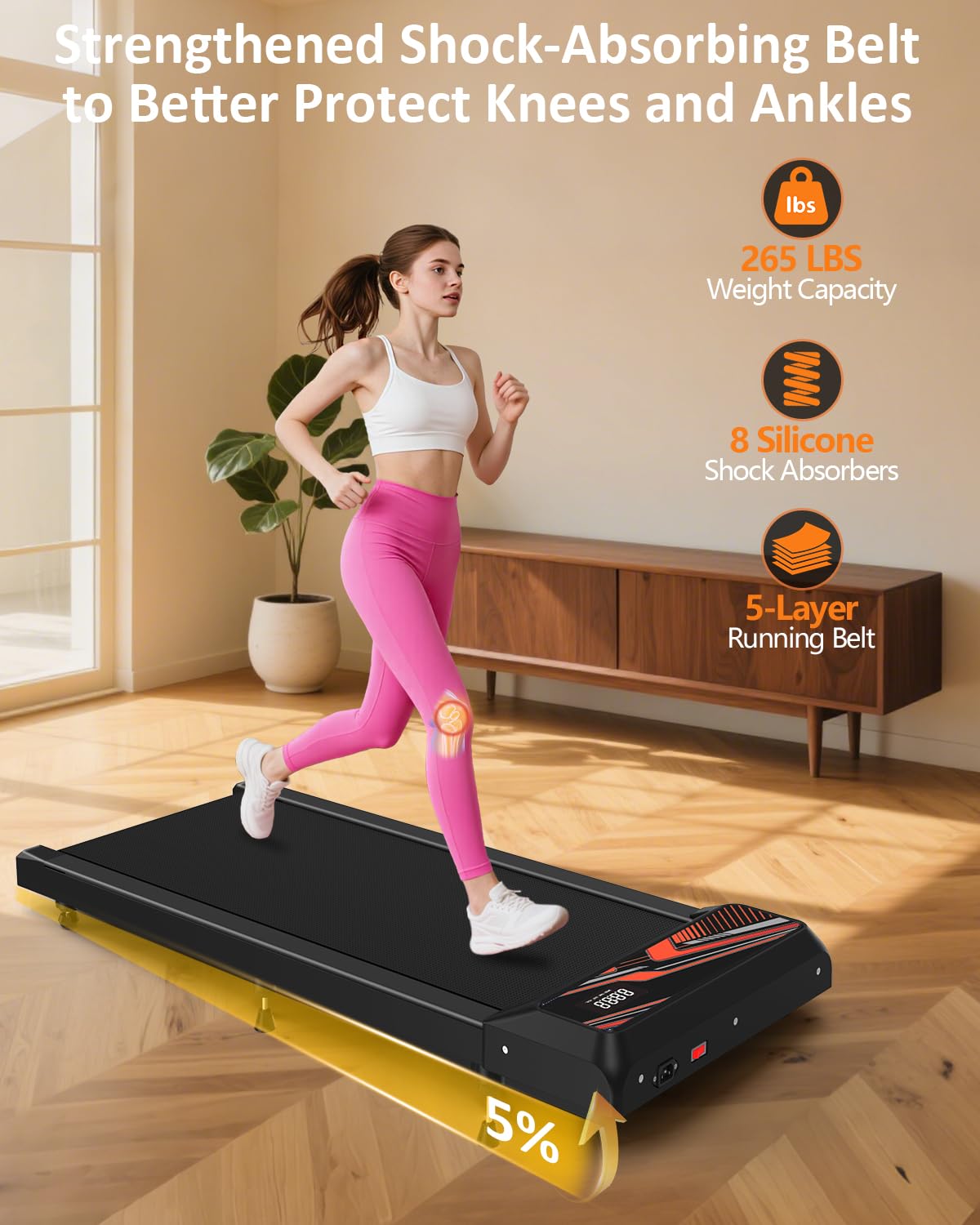 2.5HP Walking Mat with Incline pad,Under Desk Treadmill, Walking Running Pad with Remote, 3 in 1 Low Noise Small Mini Portable T