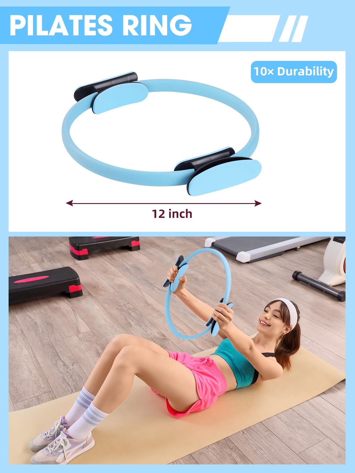 Neuonn Pilates Ring Set for Home Workout, Pilates Essentials Kit for Women, [12 Fitness Circle, Pilates Balls, Resistance Band