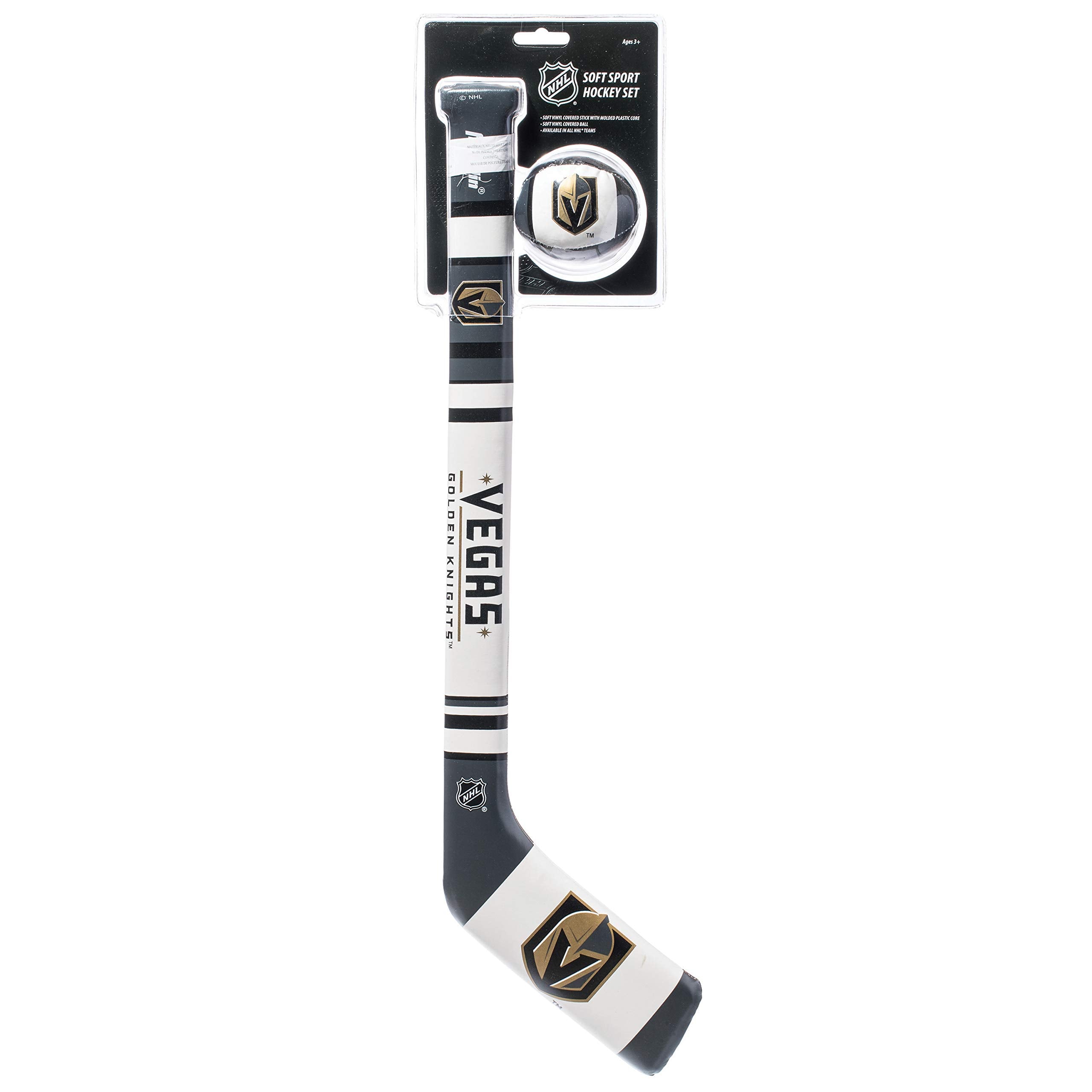 Franklin Sports Vegas Golden Knights Nhl Mini Soft Hockey Stick Set - Nhl Team Soft Foam Mini Hockey Stick And Ball Set - Great