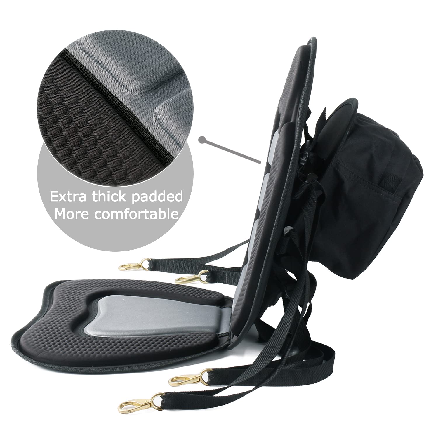 Leader Accessories Black/Gray Deluxe Kayak Seat Sup Seat Canoe Seat Boat Seat(Black/Gray)